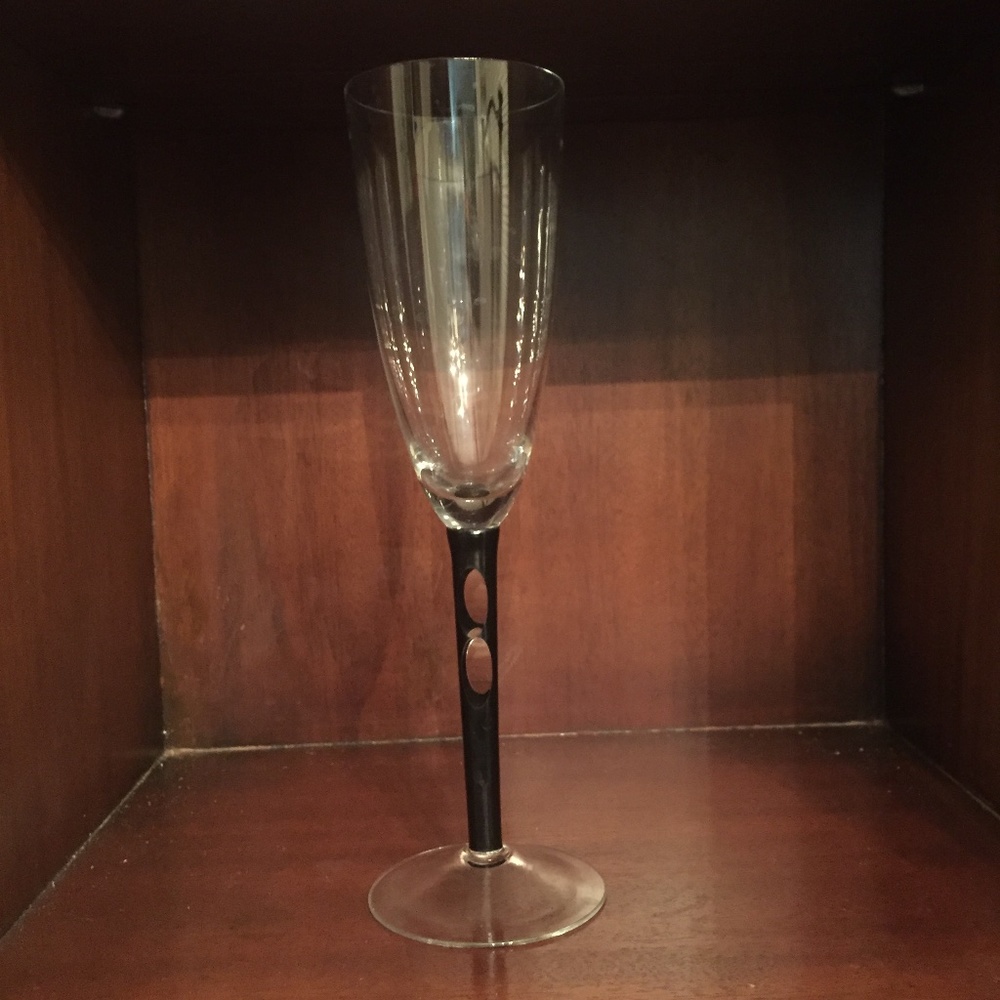 Champagne Flute with Black Stem design